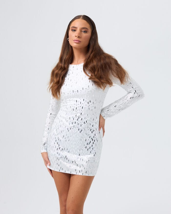 Crystal Parlak Taşlı Mini Elbise