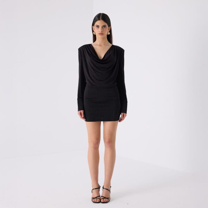 CASCADE MINI BLACK DRESS