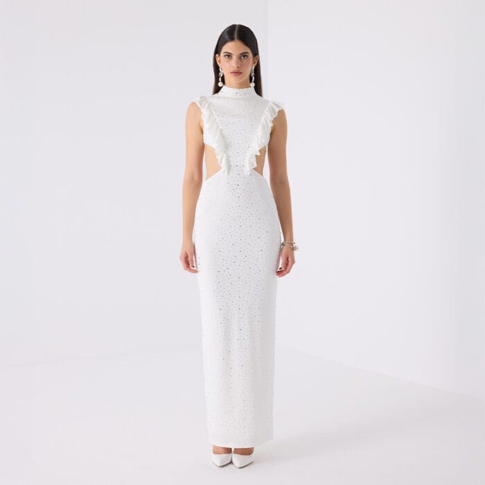 NOIR RUFFLE GOWN WHITE